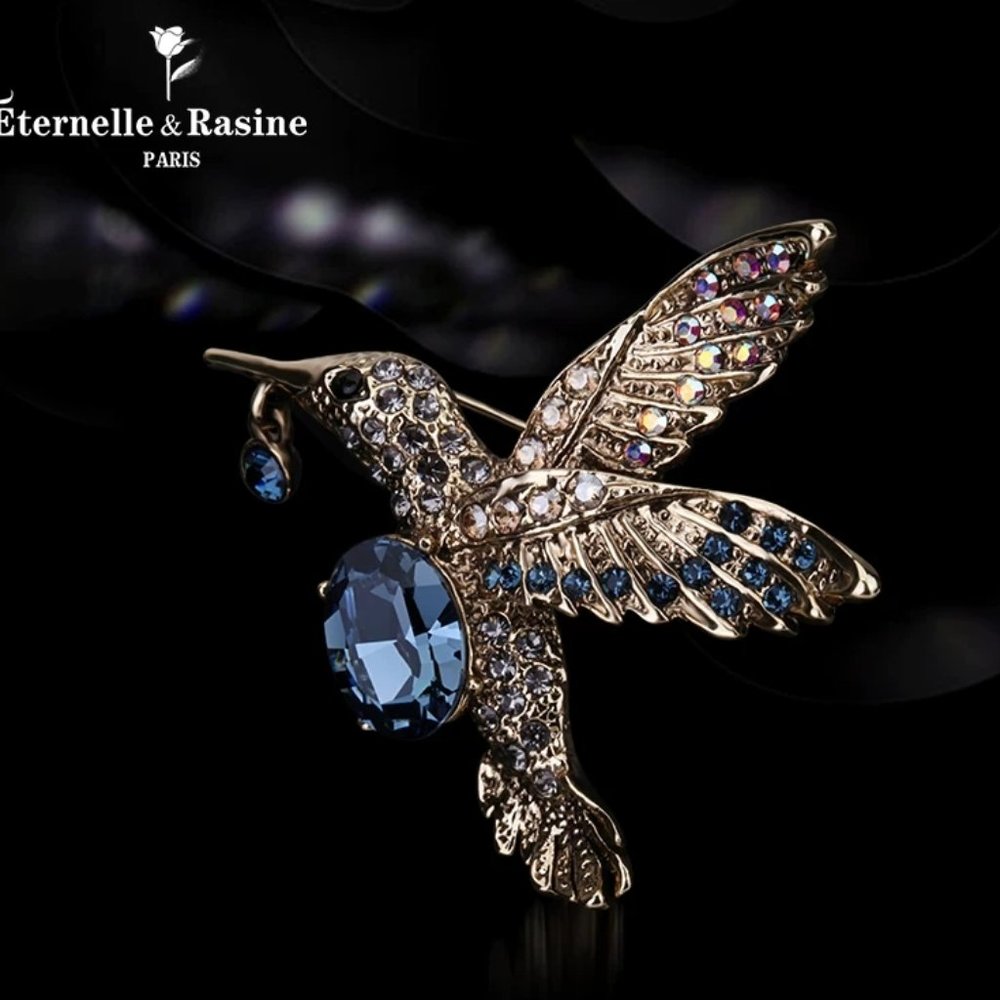 French Bird Crystal Brooch